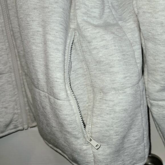 Three Dots Knit Puffer Jacket Full Zip Womens Sz XL Oatmeal Cream Zip Pockets - Picture 8 of 15